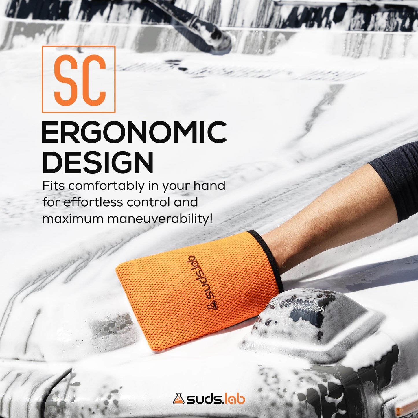 Suds Lab SC Synthetic Clay Mitt for Car Detailing – Reusable Clay Bar Mitt to Remove Paint Overspray, Water Spots, Tree Sap & Rail Dust from Paint, Glass & Plastic