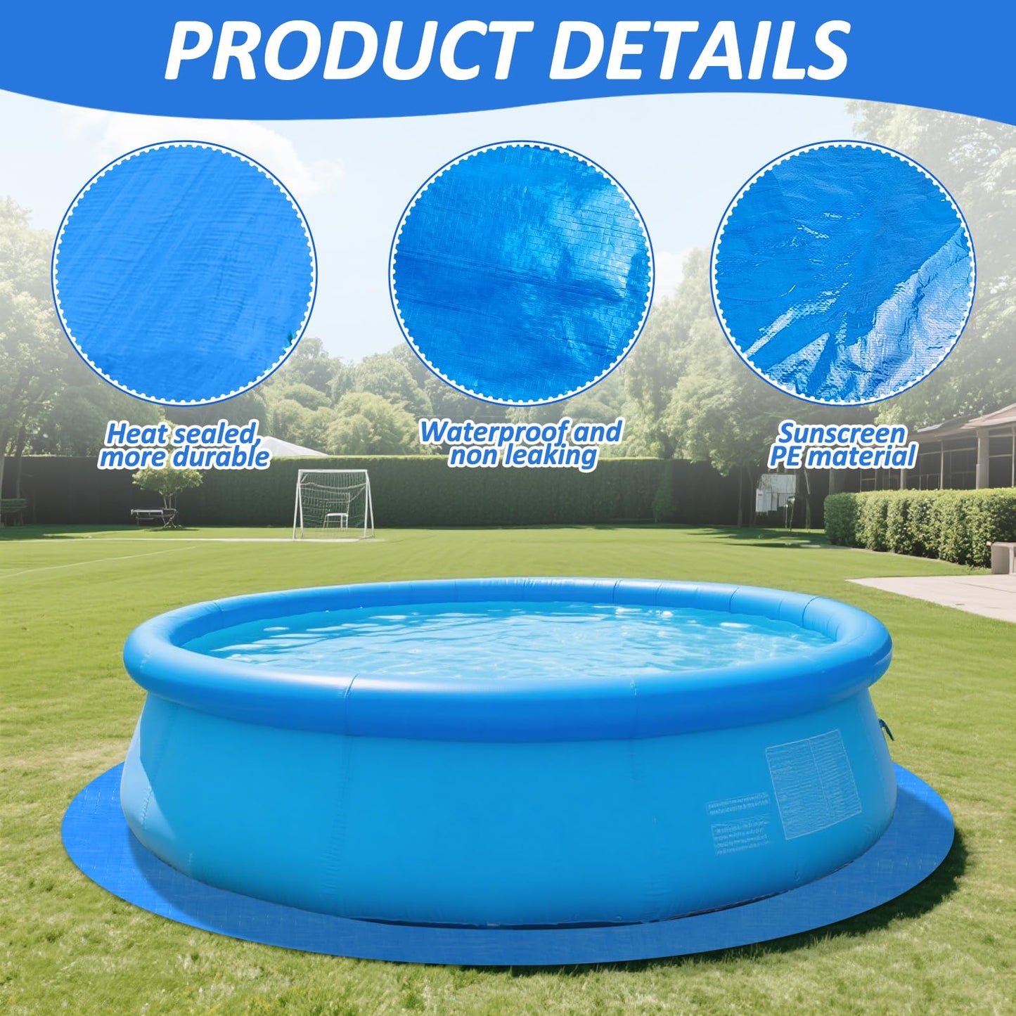 YEXEXINM 19.7Ft Round Pool Ground Cloths Swimming Pool Ground Cloth,Round Pool Liner Pad for 18ft Above Ground Swimming Pool,Heavy Duty Pool Ground Mat Protector to Prevent Puncture Pool Ground Tarp