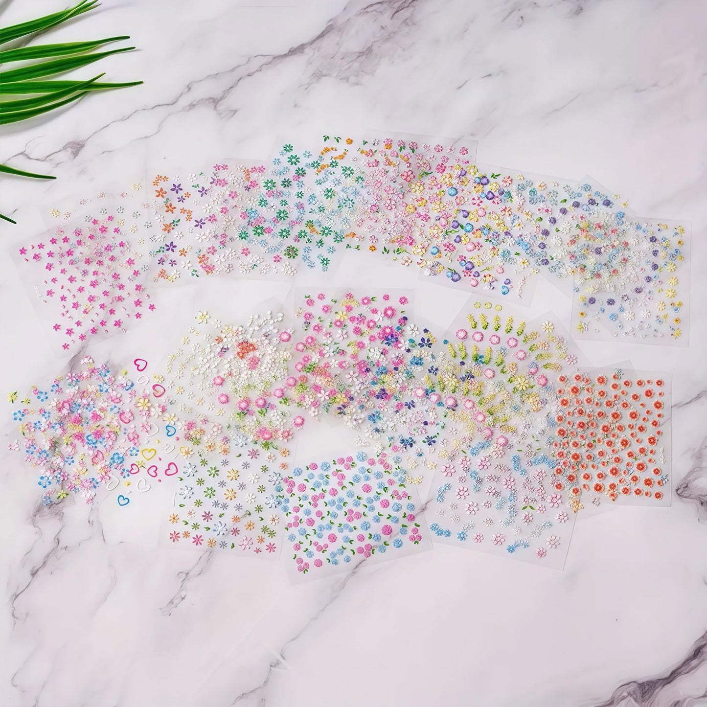 30 Sheets Flower Nail Art Stickers, 3D Self Adhesive Daisy Floral Heart Butterfly Nail Decals Design Supplies Decorations Accessories for Women and Girls