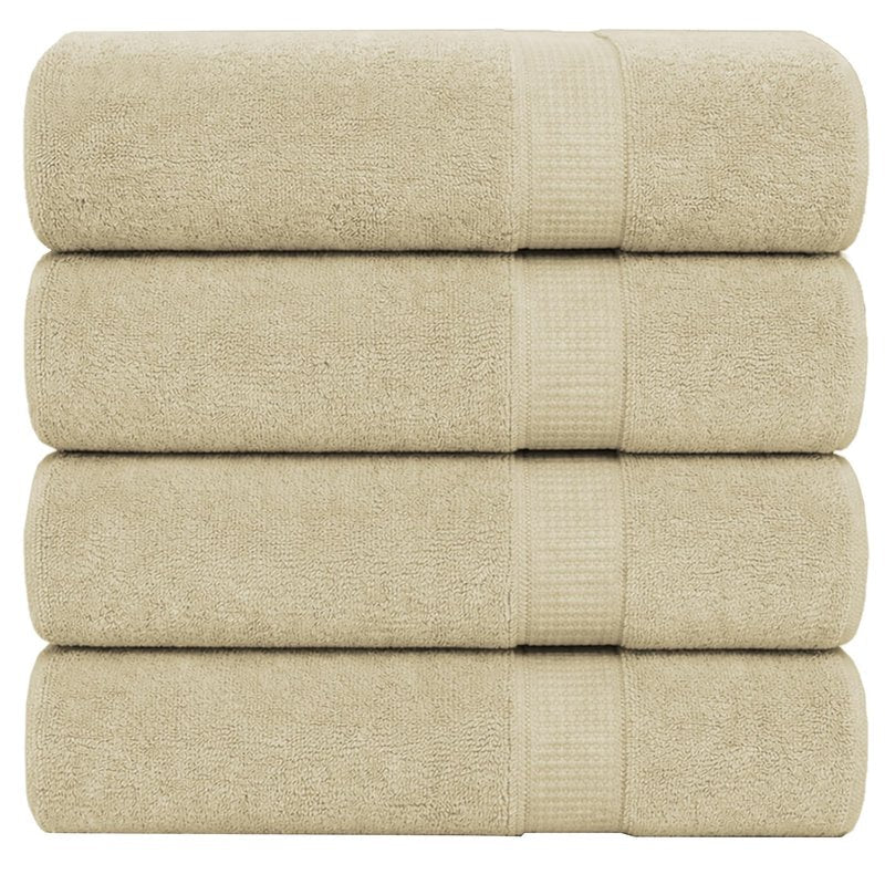 GOLD TEXTILES Premium Bath Towels Set (Pack of 24,27 x 54) 100% Ring-Spun Cotton Bathroom Towels for Hotel, Spa, Soft and Absorbent (27 x 54, Sand - 24 Pcs)