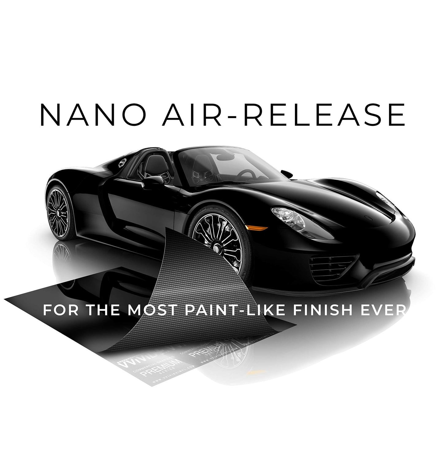 VViViD+ Ultra Gloss Premium Vinyl Car Wrap Film (50ft x 5ft, Gloss Piano Black)