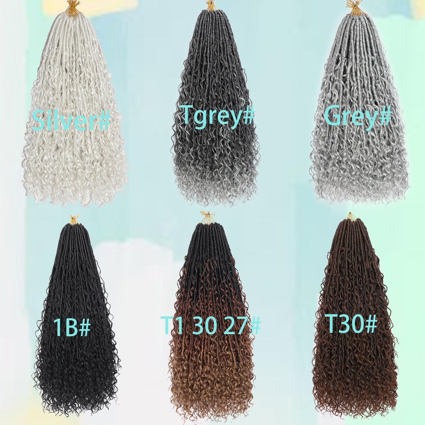 Silver White Goddess Locs Crochet Hair 7-Pack Pre Looped Braiding Hair 84 Strands Grey Bohemian Faux Loc Boho Braids River Loc Dreadlocs Hair for Black Women (Silver white, 24 Inch(Pack of 7))