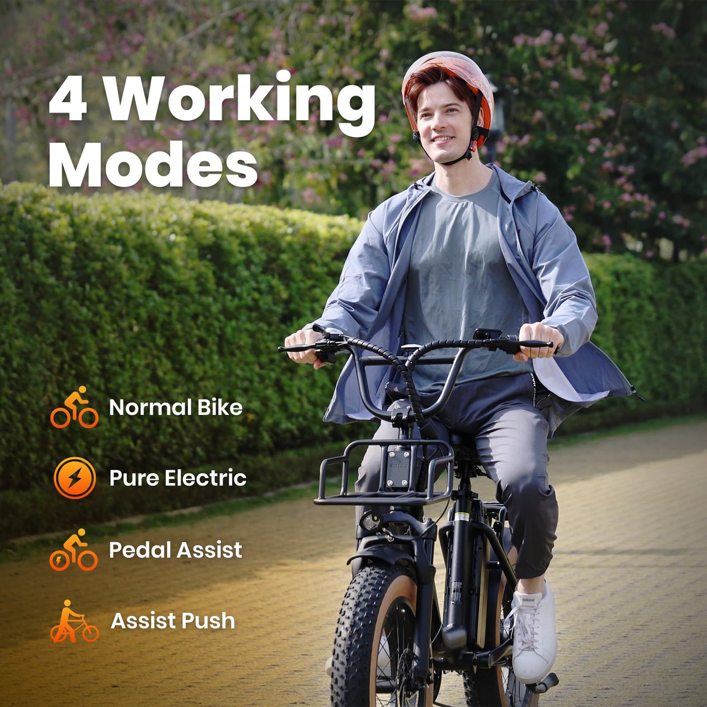 1500W Peak Electric Bikes for Adults 20" Fat Tire E Bike with 90 Miles Max Range 28 MPH Electric Bicycle Step-Thru E-Bike with 48V Removable Battery Front Fork Suspension 7 Speed Commuter Ebikes