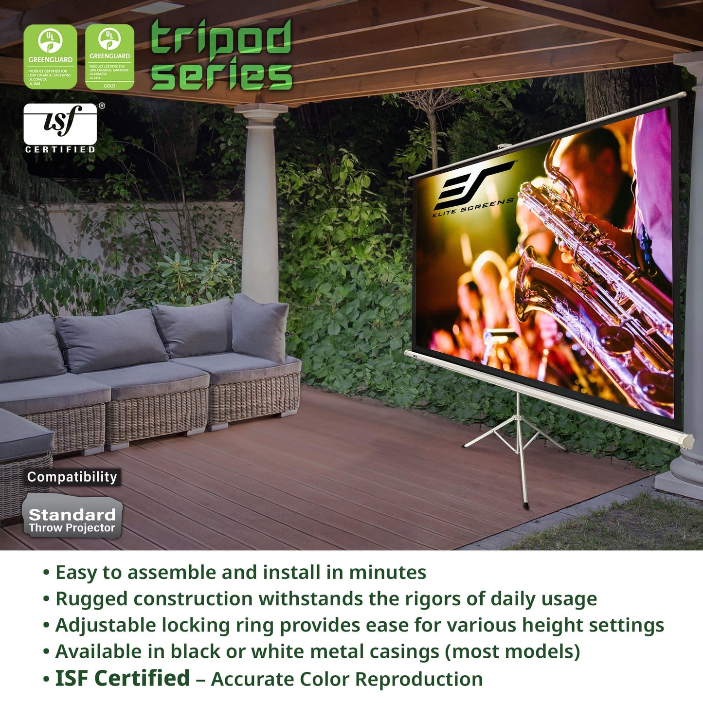 Elite Screens Tripod Series, 119-INCH 1:1, 16:9, 4:3 Adjustable Multi Aspect Ratio Portable Indoor Outdoor Projector Screen, 8K / 4K Ultra HD 3D Ready, 2-Year Warranty, T119NWS1 - White Case
