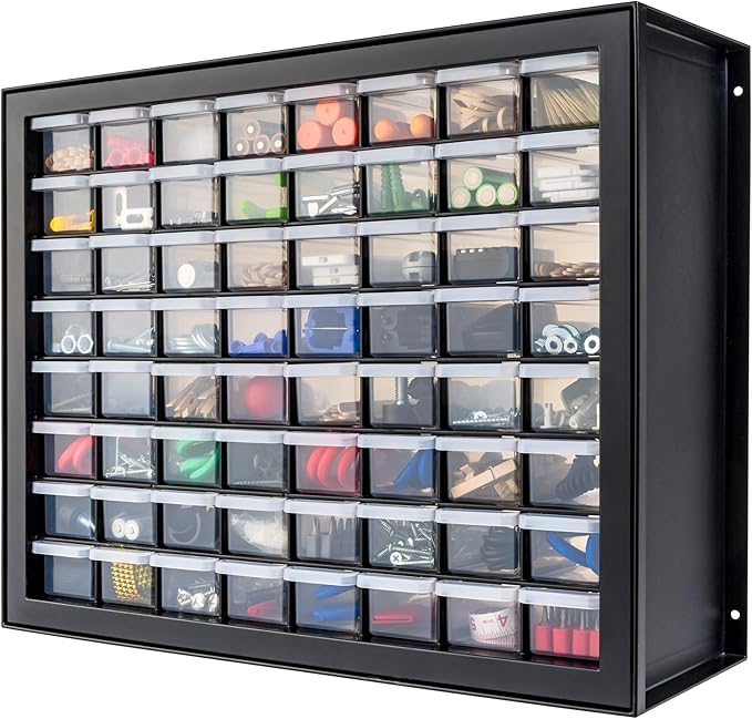 IRIS USA Small Parts Storage Cabinet, Made in USA, 64-Drawer Organizer for Hardware, Screws, Nuts & Bolts, Electronics, Beads, Craft Supplies, Building Bricks, Teacher Toolbox Storage Ã¢ÂÂ Black