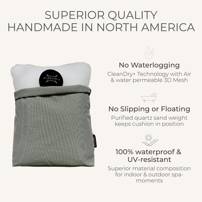 BADESOFA® Luxury Bath Pillow S - Ultra Comfortable & Quick-Drying Bath Back Pillow - Washable Full Body Bath Pillow for Bathtub - Therapeutic Head and Neck Support - Luxury Spa Cushion in Ivory Pearl