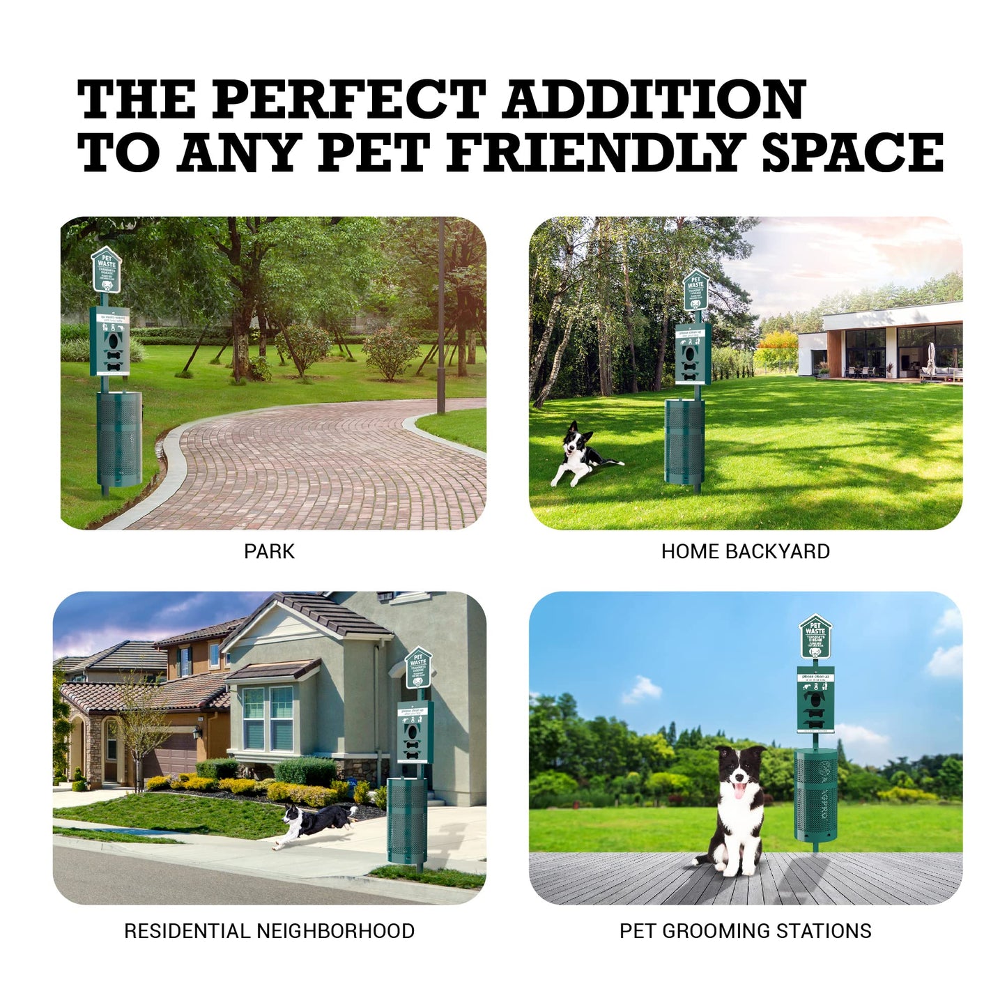 ALAGPRO® Pet Waste Station Outdoor Dog Waste Station with Hand Sanitizer Bottle, Commercial Dog Poop Station with Free 400 Roll, 200 Pull Waste Bags & 50 Can Liners for Backyard, Park & HOA's