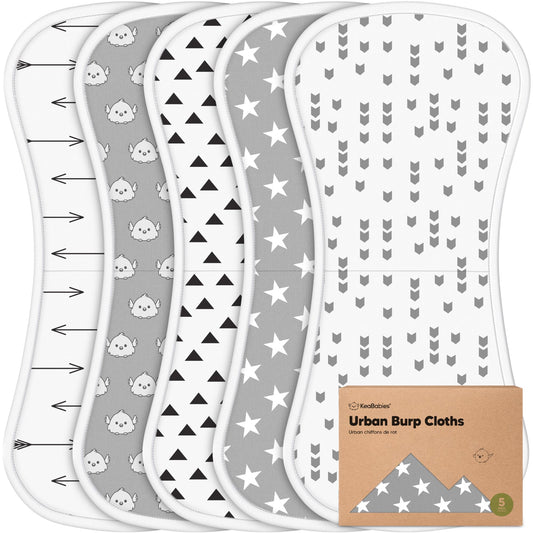Organic Burp Cloths Baby Boy & Girl - 5-Pack Super Absorbent Cotton Burping Cloths for Babies, Soft & Plush Newborn Spit Up Rags, Infant Towels for Milk Spit Up, Unisex, Large 21" x 10" (Sweet Charm)