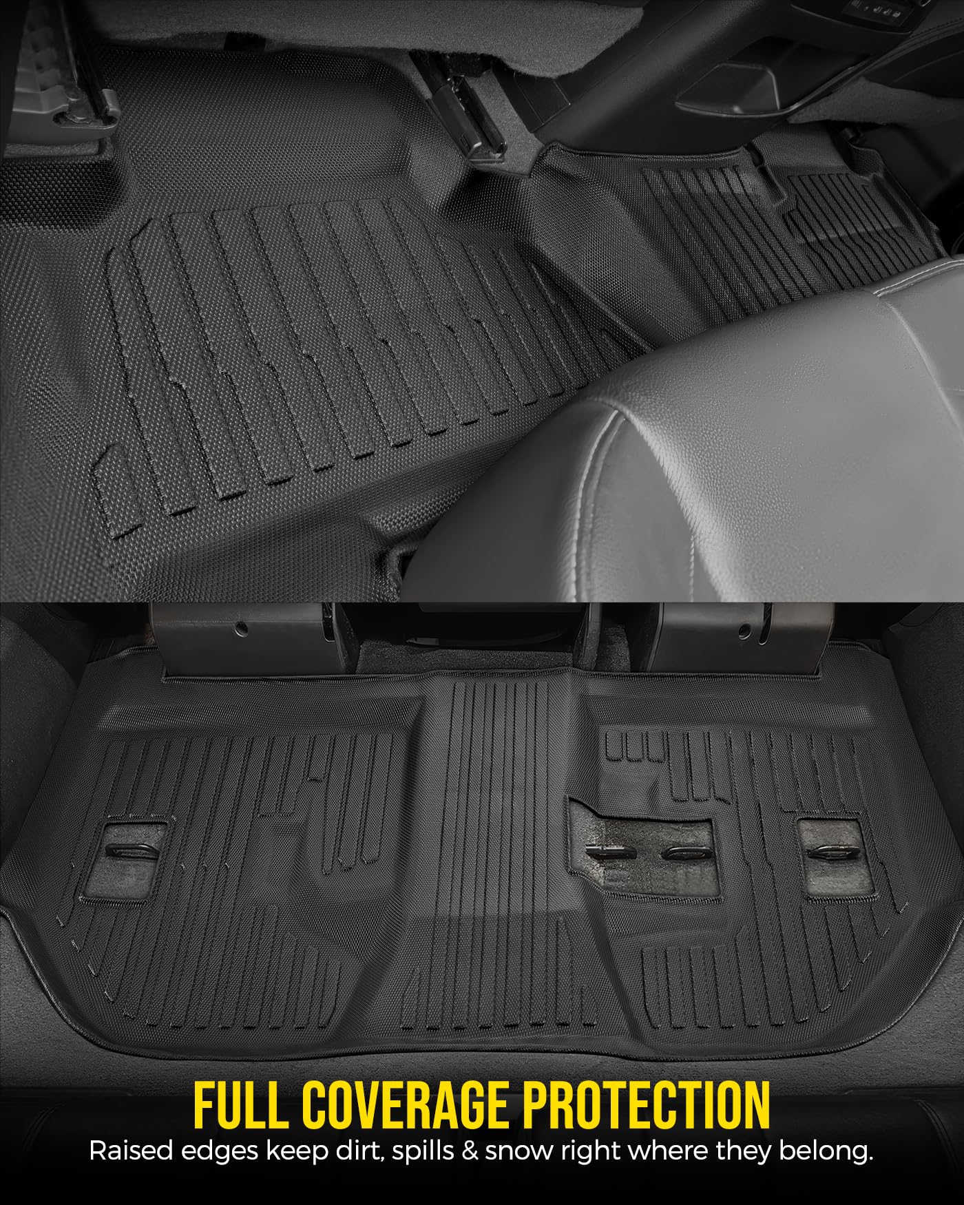 Car Floor Mats for Chevy Suburban: 2015–2020 8-Seater Only (2nd Row with Bench Seat) with Cargo Liner, Fits for GMC Yukon XL, Full Coverage All-Weather TPE Waterproof Accessories, Gift for Men