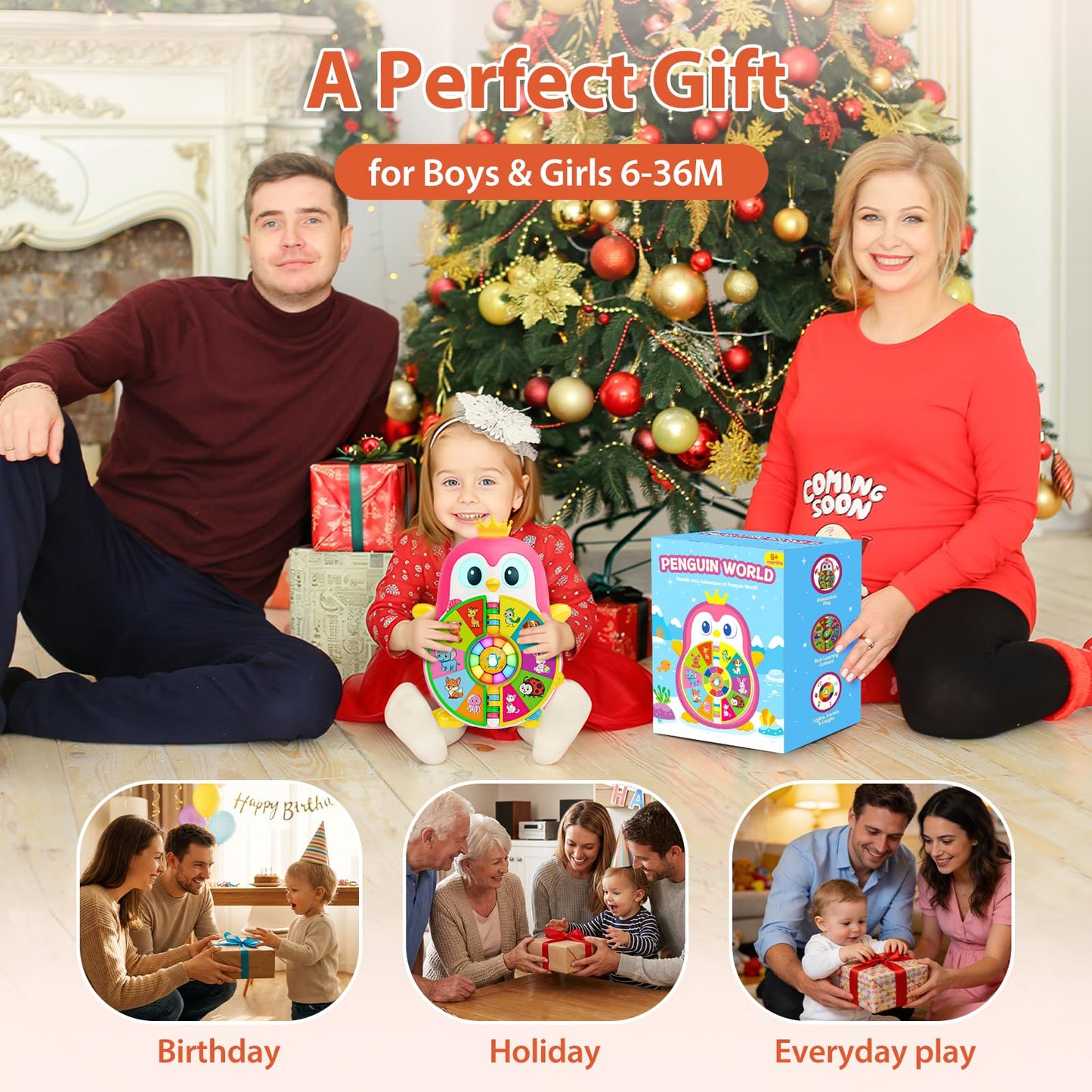 Toys for 1 Year Old Girl, Musical Penguin Learning Toy for Toddlers 1-3, Interactive Educational Toy with Lights & Sounds, First Birthday Gifts for 1 2 Year Old Girls Boys, Baby Toys 12-18 Months