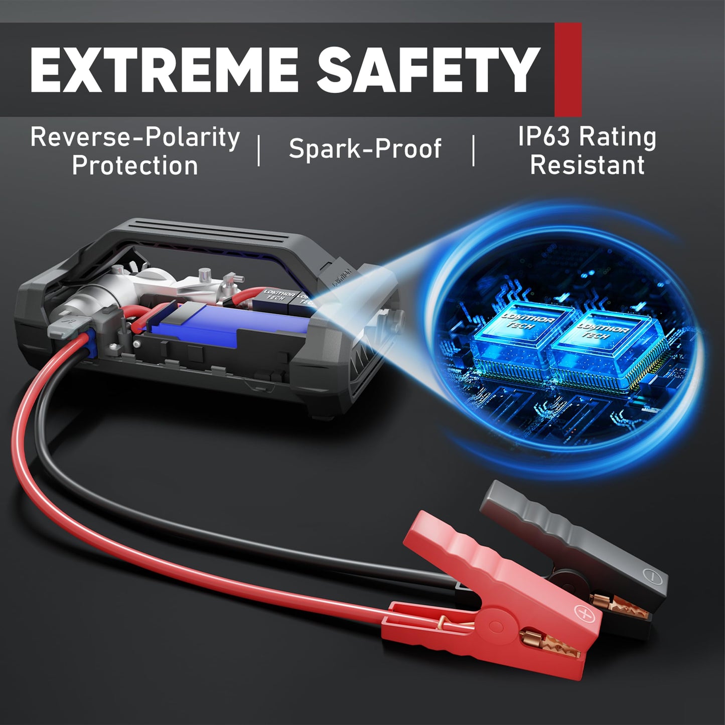 LOKITHOR JA302 Jump Starter with Air Compressor, 2500Amp 12V Portable Car Battery Booster Pack for Upto 8.5L Gas or 6.5L Diesel, 150 PSI Tire Inflator with Digital Screen, 36 Months Ultra-Long Standby