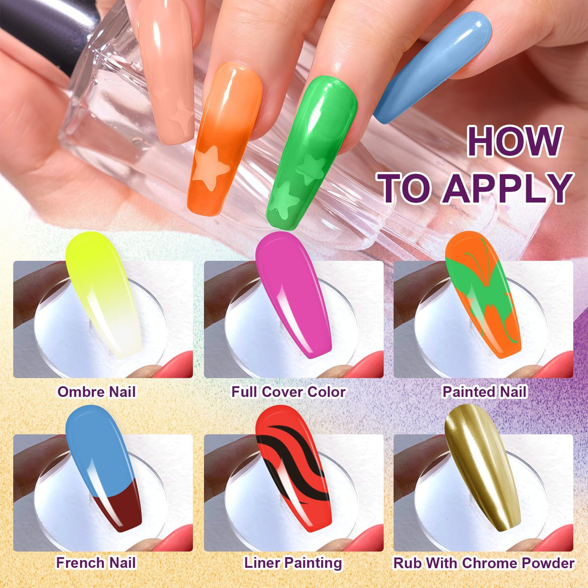 U-Shinein Gradient Painting Gel, 9 Colors Ombre Gel Nail Polish Sponging for Pigment Pat Nails Aura Nails French Manicure Long-lasting Home Salon DIY Nail Art Fluorescent