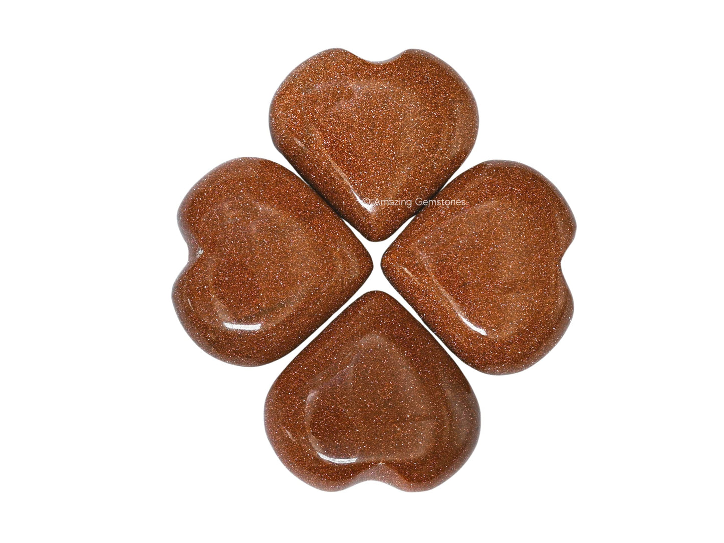 Amazing Gemstone Red Goldstone Crystal Heart Palm Stone - Pocket Massage Worry Stone for Natural Body Chakra Balancing, Reiki Healing and Crystal Grid