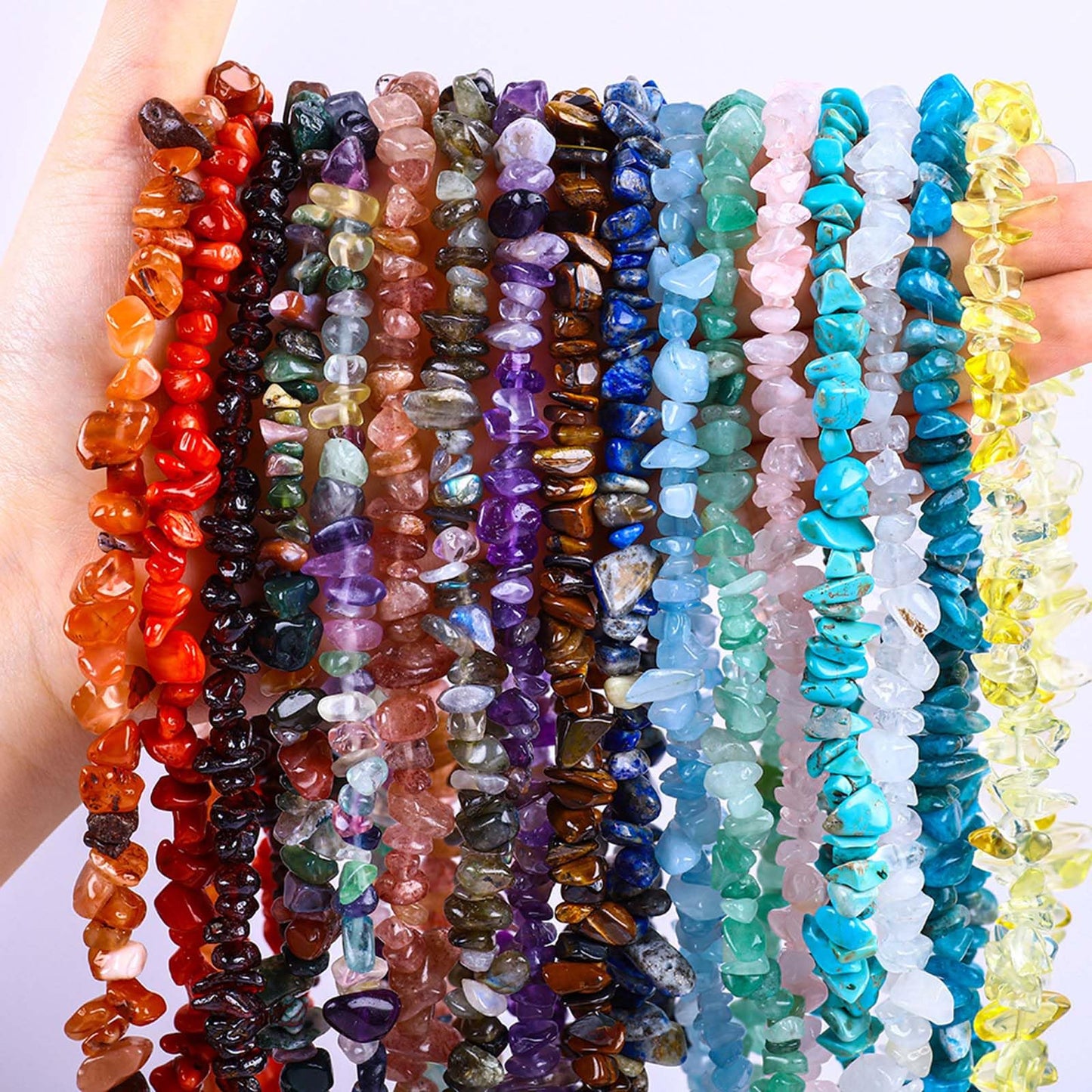 200pcs Natural Chip Stone Beads Gemstone Healing Crystal Loose Rocks Bead Irregular Glass Seed Charm Beads Drilled DIY for Jewelry Bracelet Necklace Earrings Making Crafting Supplies (Green, 5-8mm)