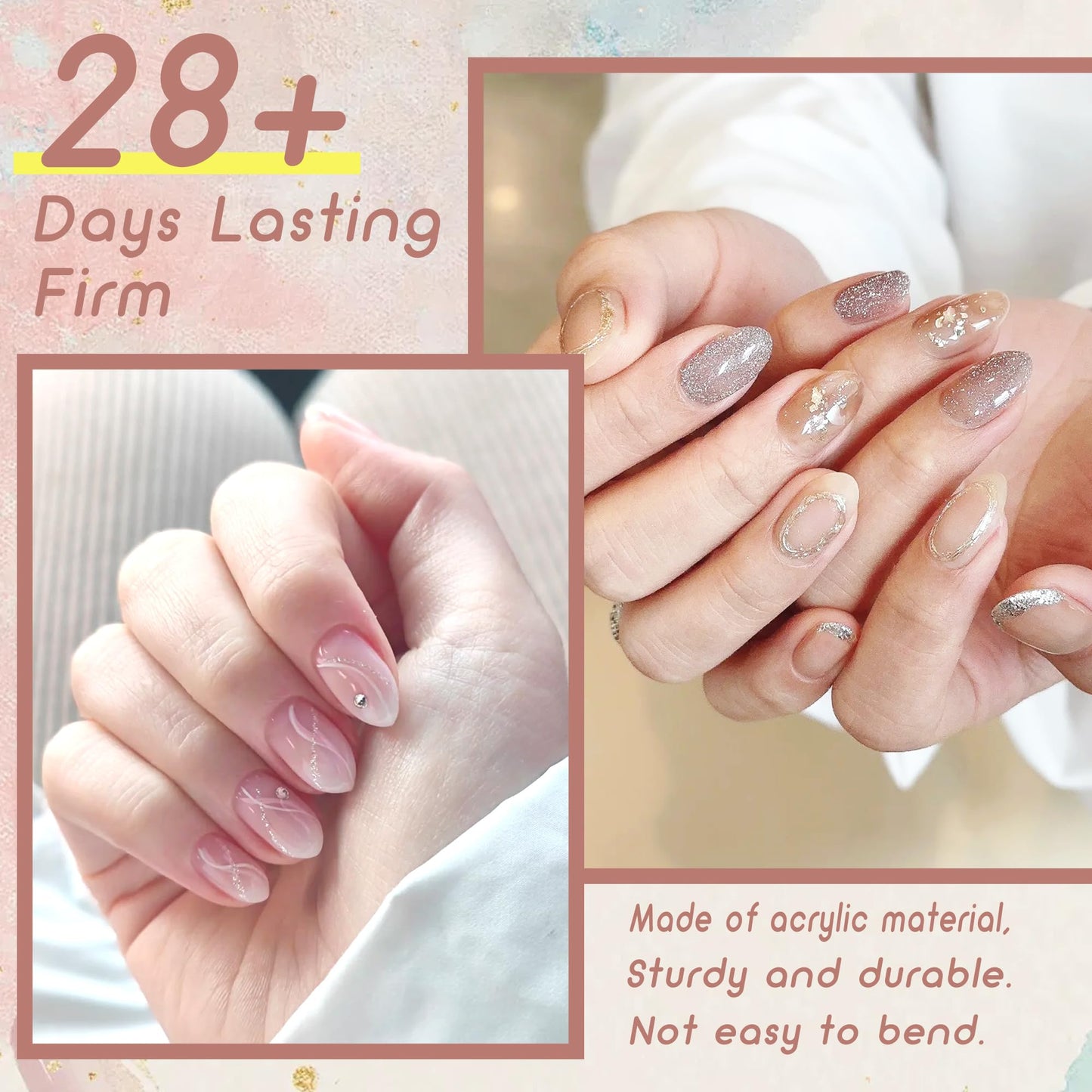 480PCS Nail Tips Clear False Nails Full Cover for Acrylic Fake Nails Kit 12 Sizes 2 Shapes Short Almond Coffin Pre-Shape for Salon Home DIY Gifts