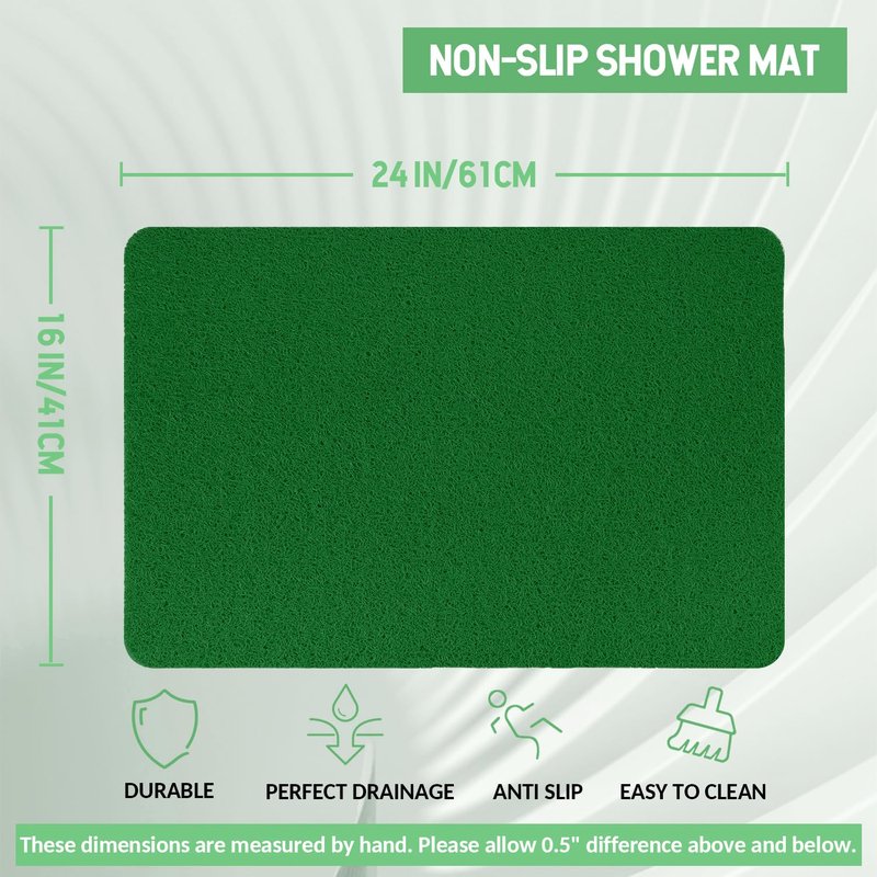 Hargiis Non-Slip Bathtub Mat, Anti Slip Shower Mat, Fast Drying Bathtub Mats, Foot Scrubber Mat, Anti Slip Mat for Tub, Floor, Bathroom, Kitchen, Home, Hotel (Dark Green 32"×17")