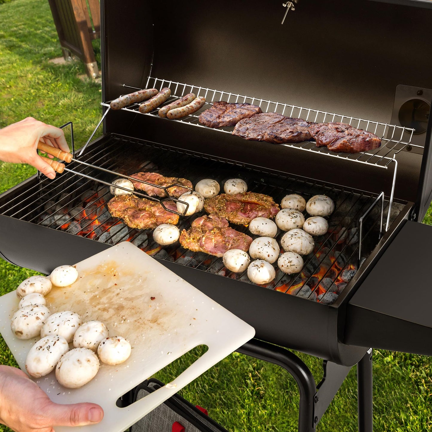 Royal Gourmet CC1830 30 Inch Barrel Charcoal Grill with Warming Rack, Outdoor BBQ Grill with 627 Sq. In. Grilling Space for Backyard, Patio and Parties, Black