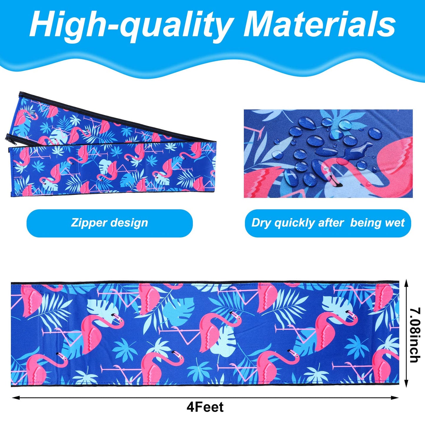Junkin Pool Handrail Cover 4 ft Swimming Pool Ladder Hand Rail Cover with Zippers Slip Resistant Railing Flamingo Blue Rail Grip for Inground Pools Swimming Hand Railing