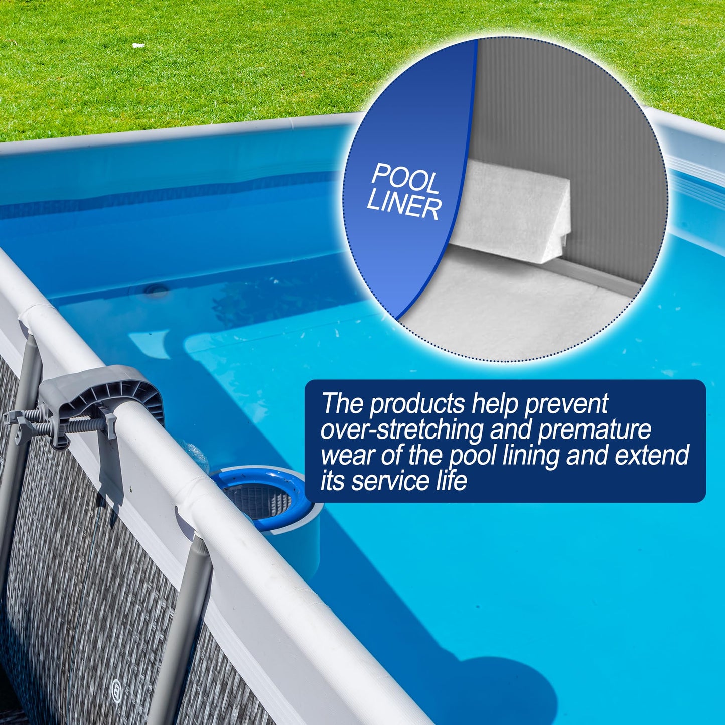 Desunqin 46.5" 20PCS Peel and Stick Pool Cove for 24' Round Above Ground Pool, Closed Cell Foam Peel and Stick Above Ground Pool Cove with Adhesive Backing, Protect Pool Liner, Prevents Excess Wear