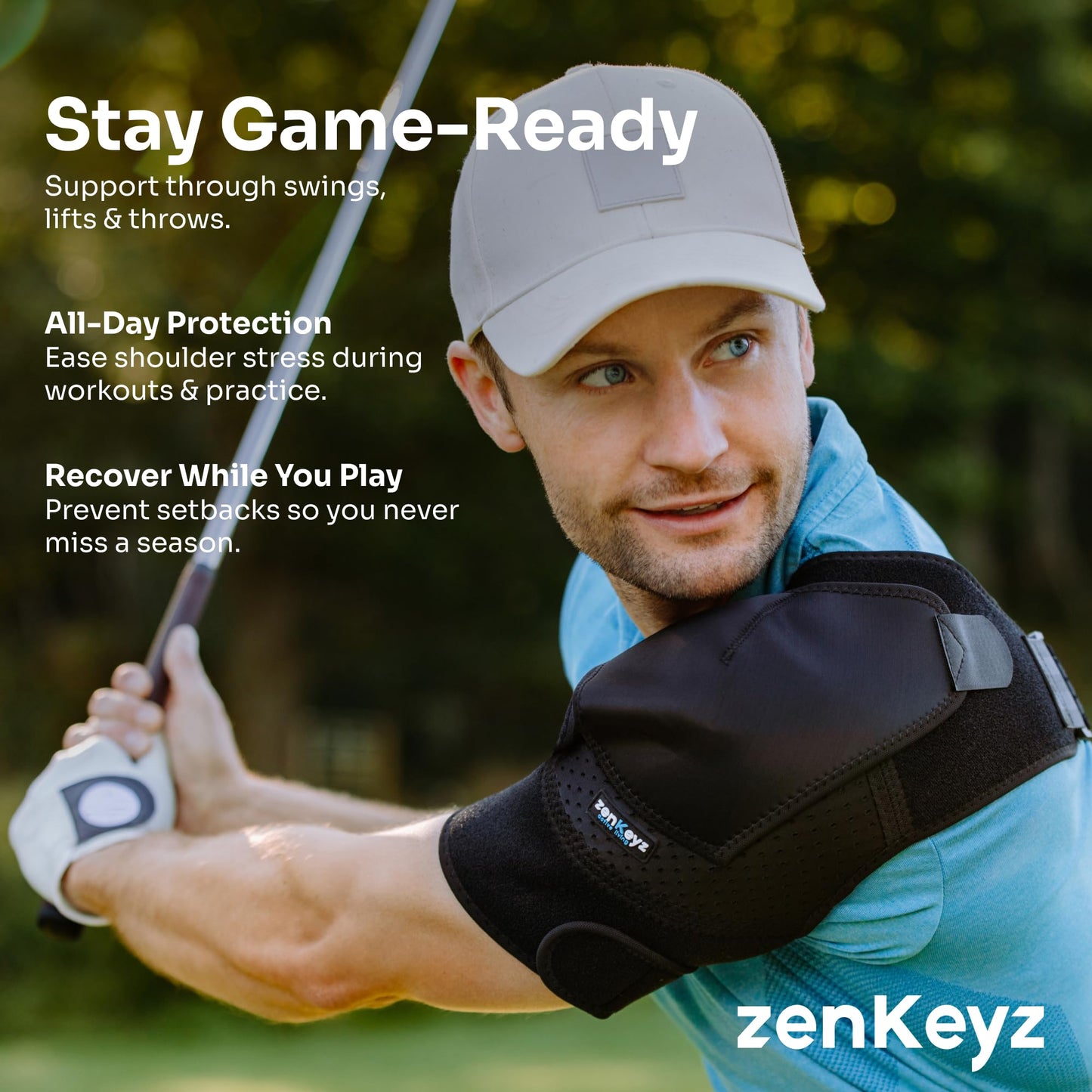 ZENKEYZ Shoulder Brace for Men & Women - Size S/M (Chest 28-38") - Gray Neoprene Compression Sleeve - Adjustable Strap for Rotator Cuff & Joint Stability - Integrated Ice/Heat Pocket - Ambidextrous Support"