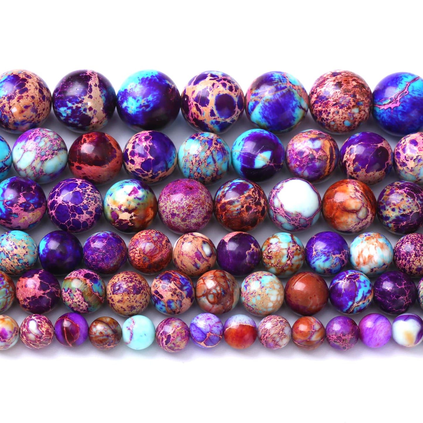 6mm 60pcs Natural Stone Galaxy Purple Sea Sediment Imperial Jasper Loose Beads for Jewelry Making DIY Bracelet Necklace