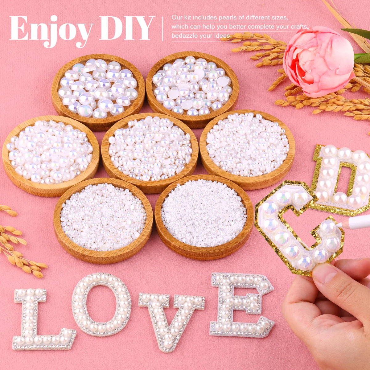 11000Pcs Flatback Pearls for Crafting (White AB), Assorted Size 2/3/4/5/6/8/10mm Non Hotfix Half Pearl, Bedazzling Bead for DIY Crafts Clothing Tumblers Mugs Shoes Fabric Embellishment Nail Art Makeup