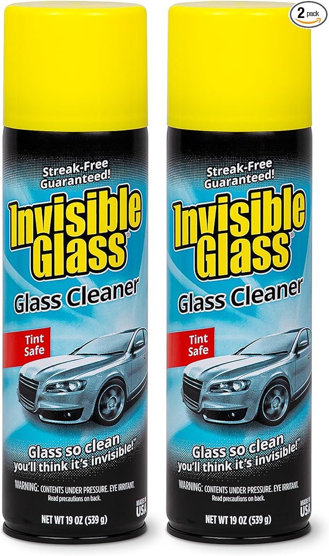 Invisible Glass 91164-2PK Premium Aerosol Glass Cleaner Spray for Car Windshields and Windows, Automotive and Home Window Cleaner, Streak-Free, Ammonia-Free, Tint-Safe â 19 oz (Pack of 2)