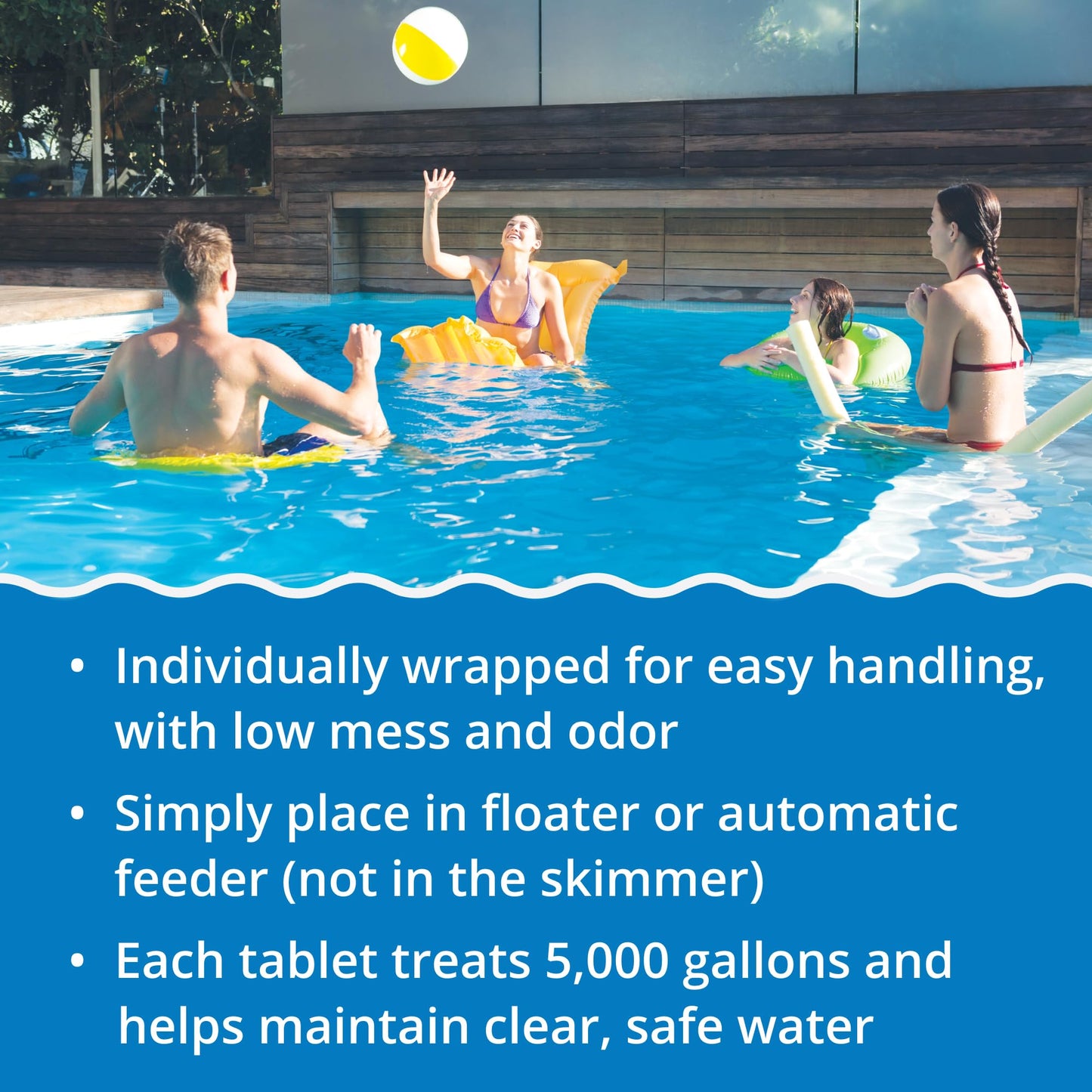 In The Swim 3 Inch Stabilized Chlorine Tablets for Sanitizing Swimming Pools - Individually Wrapped, Slow Dissolving - 90% Available Chlorine - Tri-Chlor - 25 Pounds