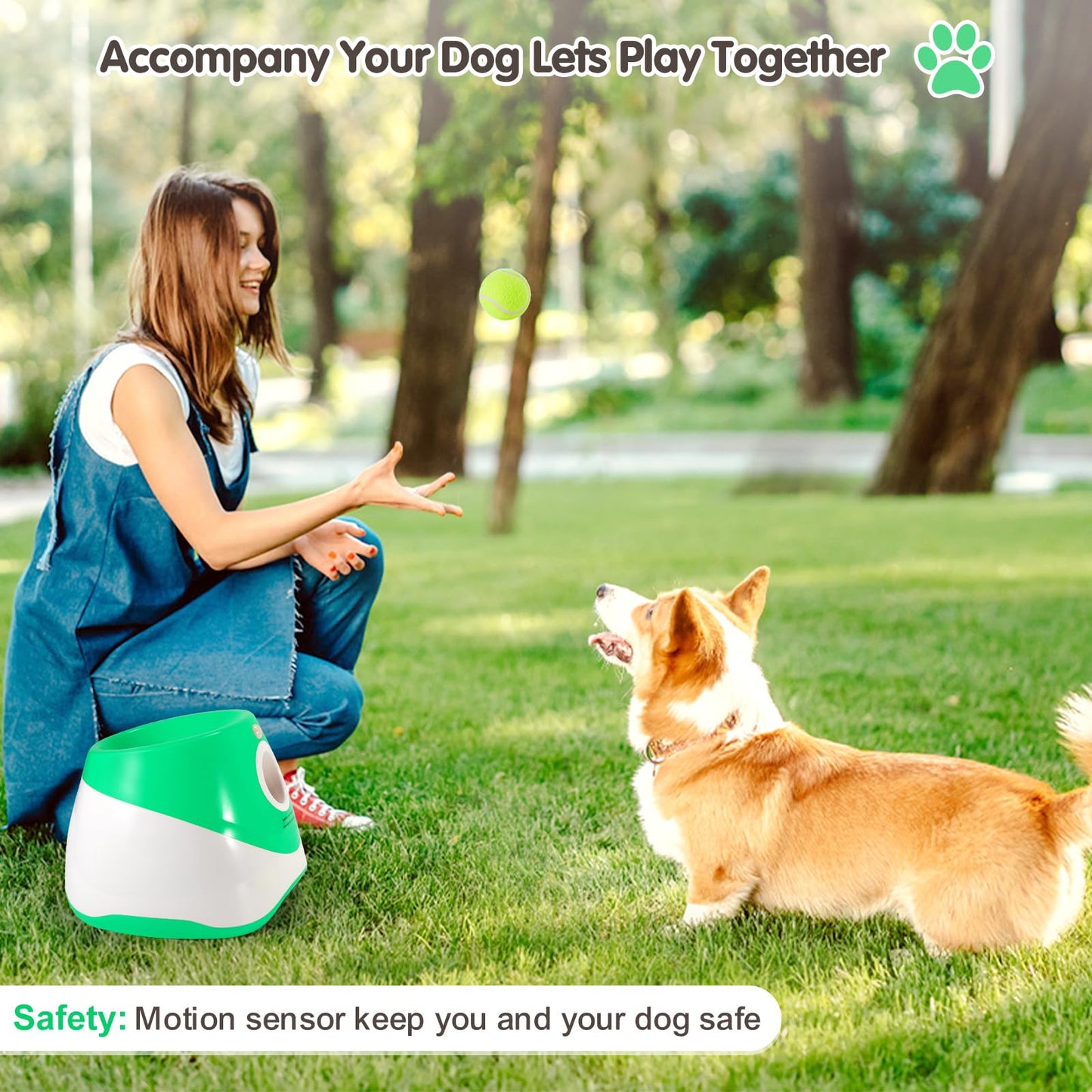 Automatic Dog Ball Thrower with 3 Interactive Tennis Balls, Electric Pet Dog Ball Launcher Interactive Dog Toy,Adjustable Distance Settings for Indoor and Outdoor Play