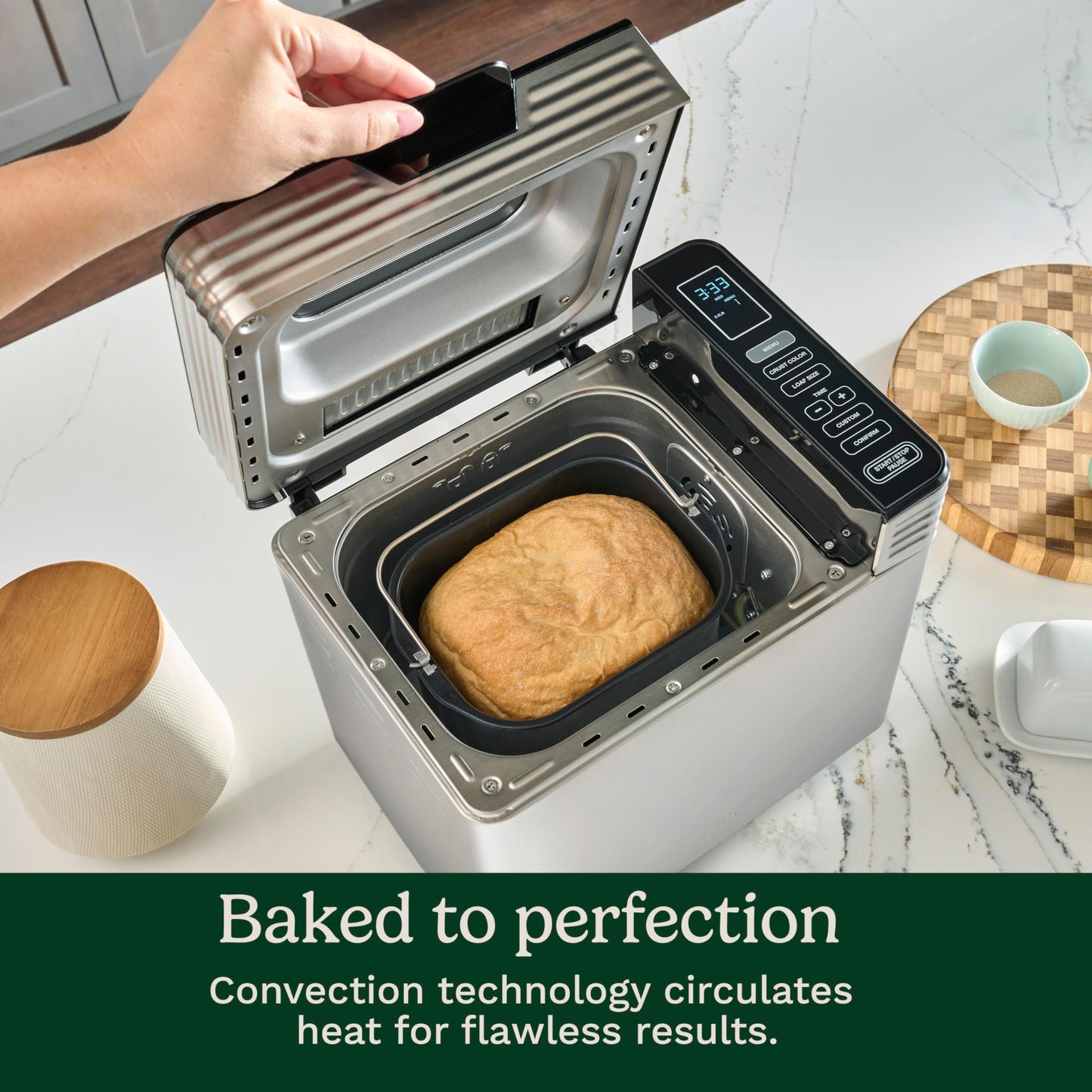 Cuisinart Bread Maker Machine, Stainless Steel Convection Bread Machine with 16 Menu Options, 3 Loaf Sizes Up to 2 Lb., 3 Crust Colors, Includes Measuring Cup, Spoon & Kneading Hook, CBK-210