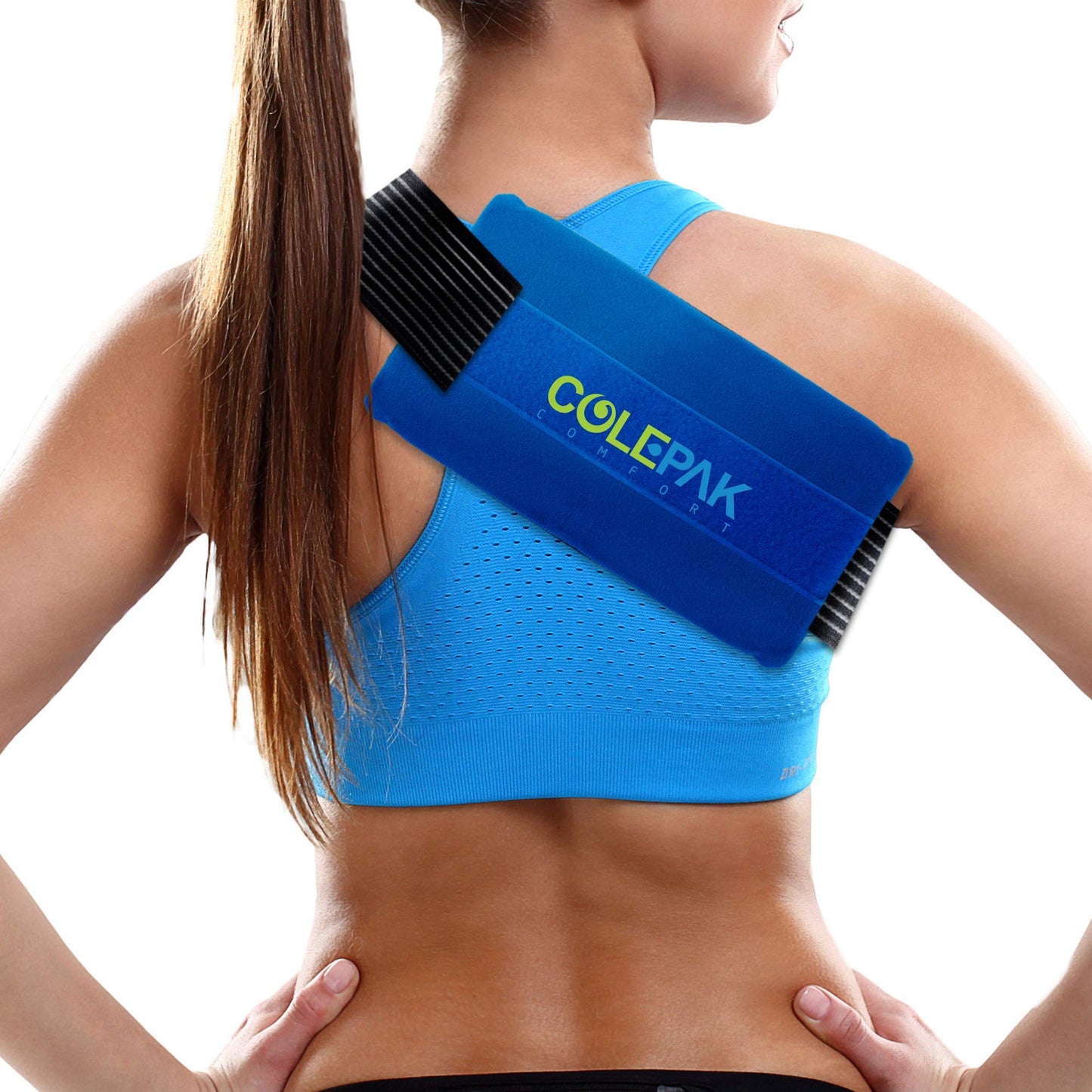 ColePak Comfort Ice Pack Sleeve - 5.5" x 9.5"" Pouch Holder with Wide Elastic Strap (Ice Pack Not Included) Blue"