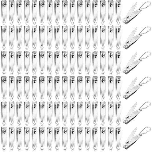 200 Pieces Nail Clippers Bulk Stainless Steel Fingernails Cutters Pointed Toenail Trimmers Manicure Pedicure Tool Set with Key Chains for Kids Men and Women