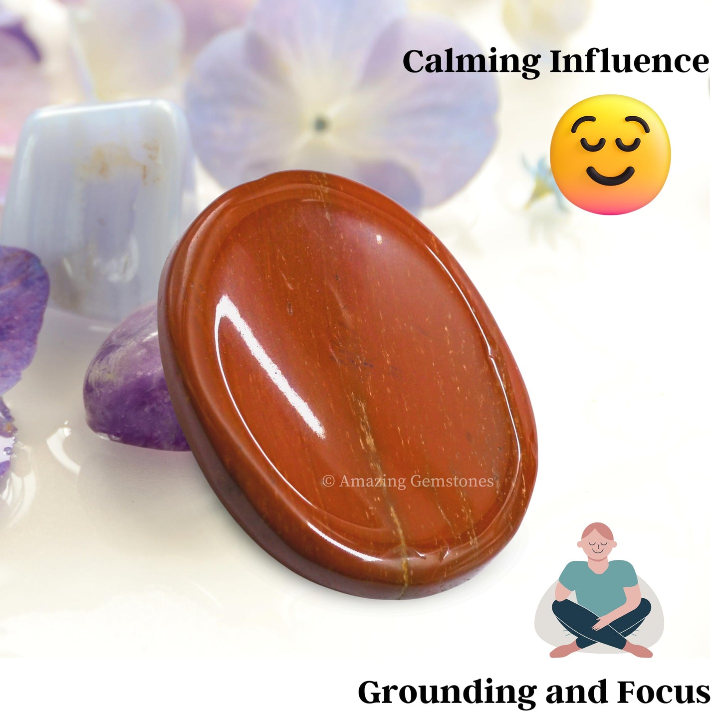 Amazing Gemstone Red Jasper Worry Stone Crystals and Healing Stones - Worry Stones for Stress Relief Gifts - Piedra Crystal Fidget for Meditation - Unique Stocking Stuffers and Birthday Gifts