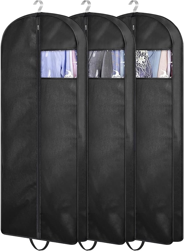 KIMBORA 54" Suit Bags for Closet Storage and Travel, Gusseted Hanging Garment Bags for Men Suit Cover With Handles for Clothes, Coats, Jackets, Shirtsï¼3 Packsï¼