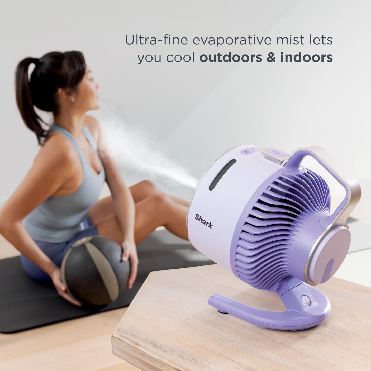 Shark FlexBreeze HydroGo Fan—Ultra-powerful portable fan with indoor + outdoor mist. Corded & cordless, 5 speeds, evaporative misting, Glacier. FA052BL