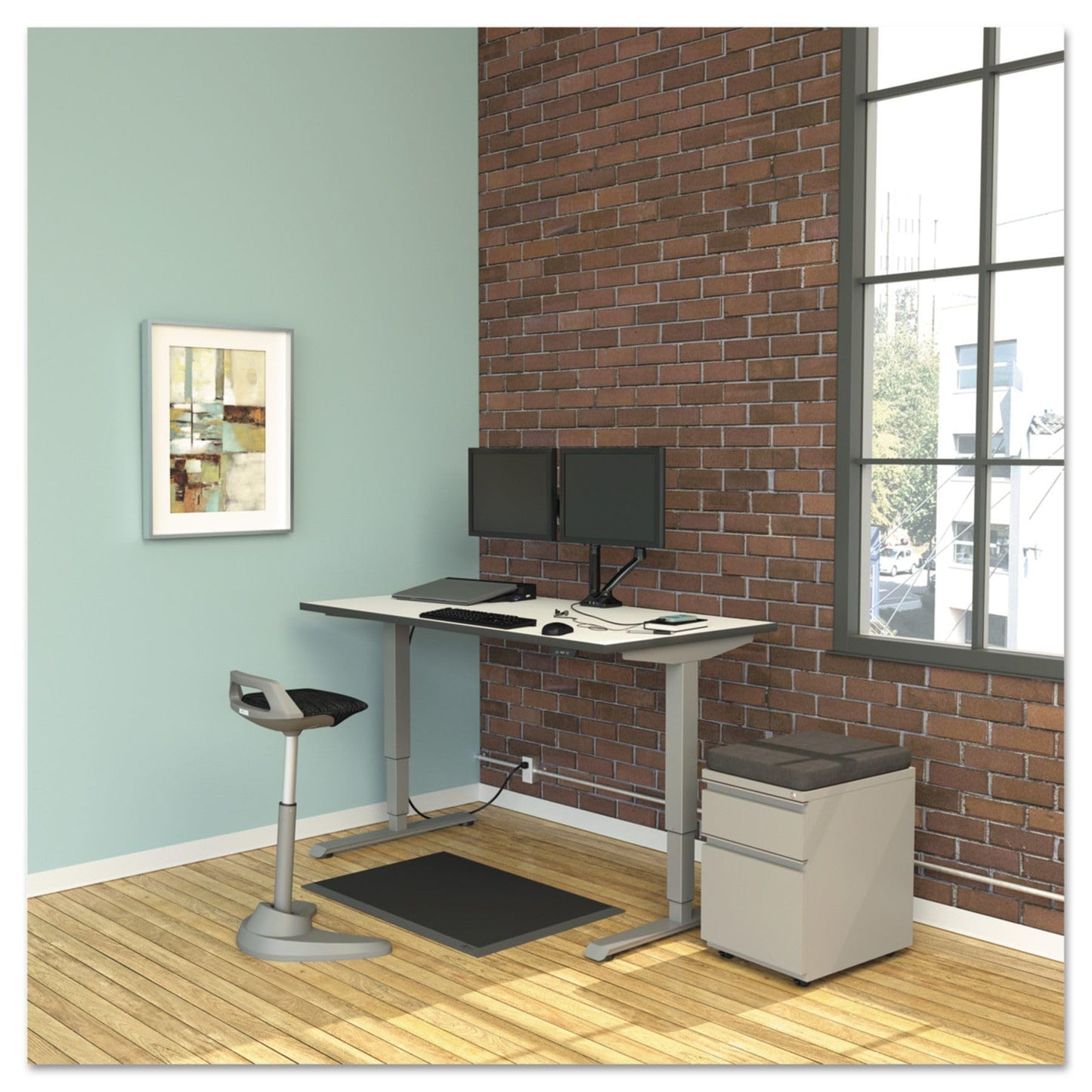 Alera adaptivergo sit-Stand 3-Stage Electric Height-Adjustable Table Base with Memory Control, 48.06" x 24.35" x 25" to 50.7", Gray