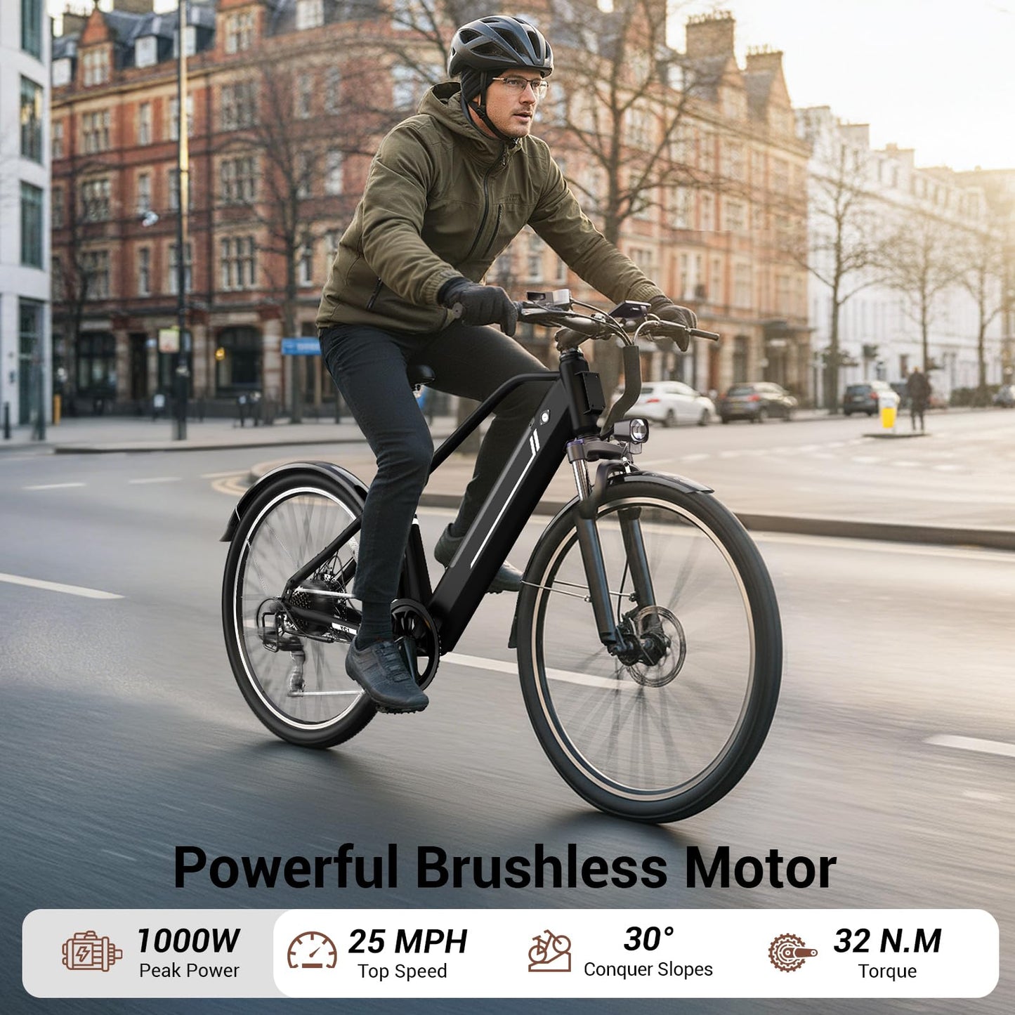 Electric Bikes for Adults,1000W Electric Bike, 26" Ebikes for Adults with 375Wh Removable Battery, 25MPH&40Miles Long Range Bicycles, Commuter Ebike for Men/Women, UL Certified (Standard eBike, Black)