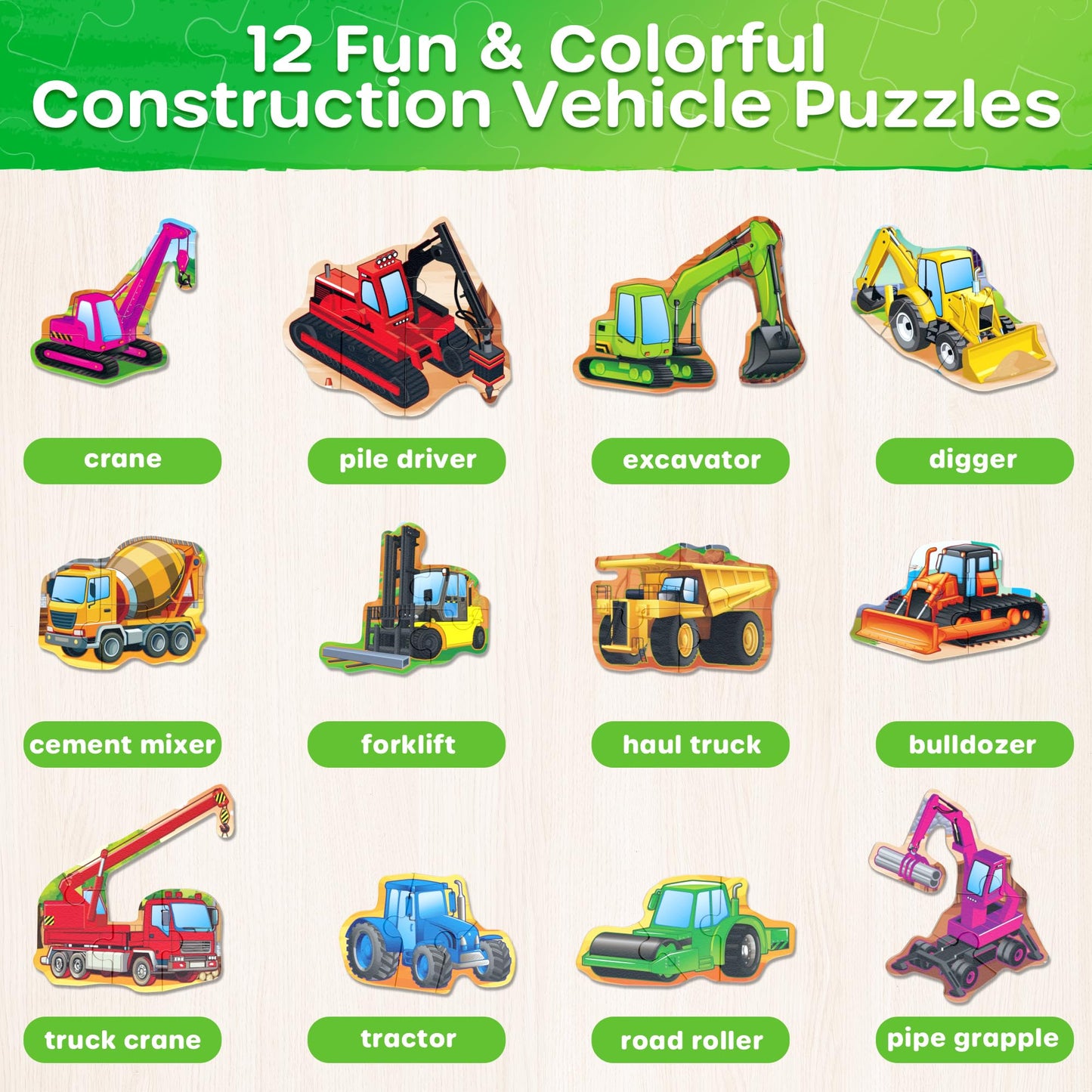 SYNARRY Magnetic Puzzles for Toddlers 3-5, Toddler Travel Toys Construction Toys Excavator Puzzles for Toddlers 2-4, Vehicle Puzzles for Kids Ages 4-6, Car Airplane Road Trip Activities Easter Gifts