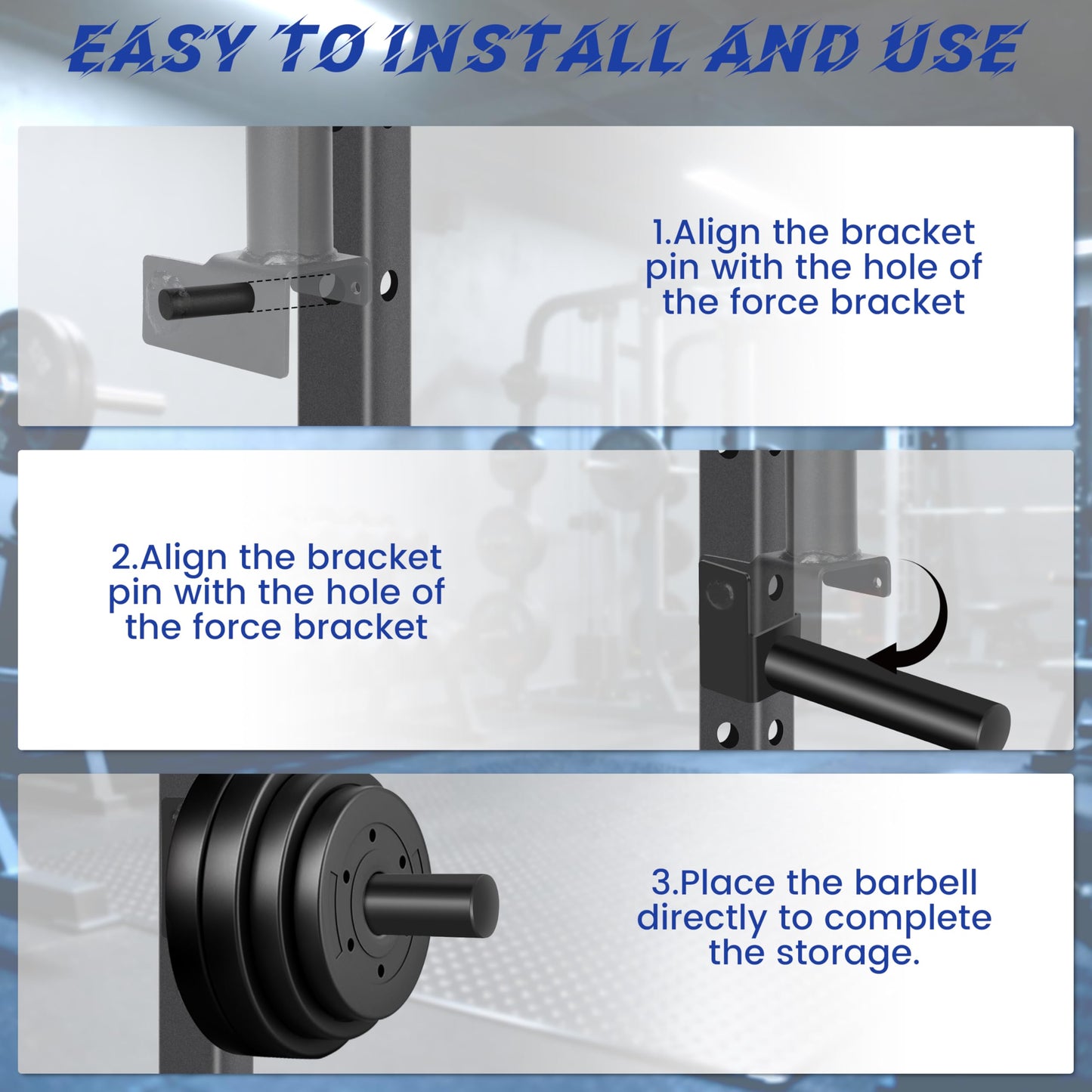 EVERYMATE Power Rack & Squat Rack Attachments Olympic Weight Plate Holder – Fits 3x3 Inch Tubes, 1" Hole – Bumper Plate Storage（4 pack）"