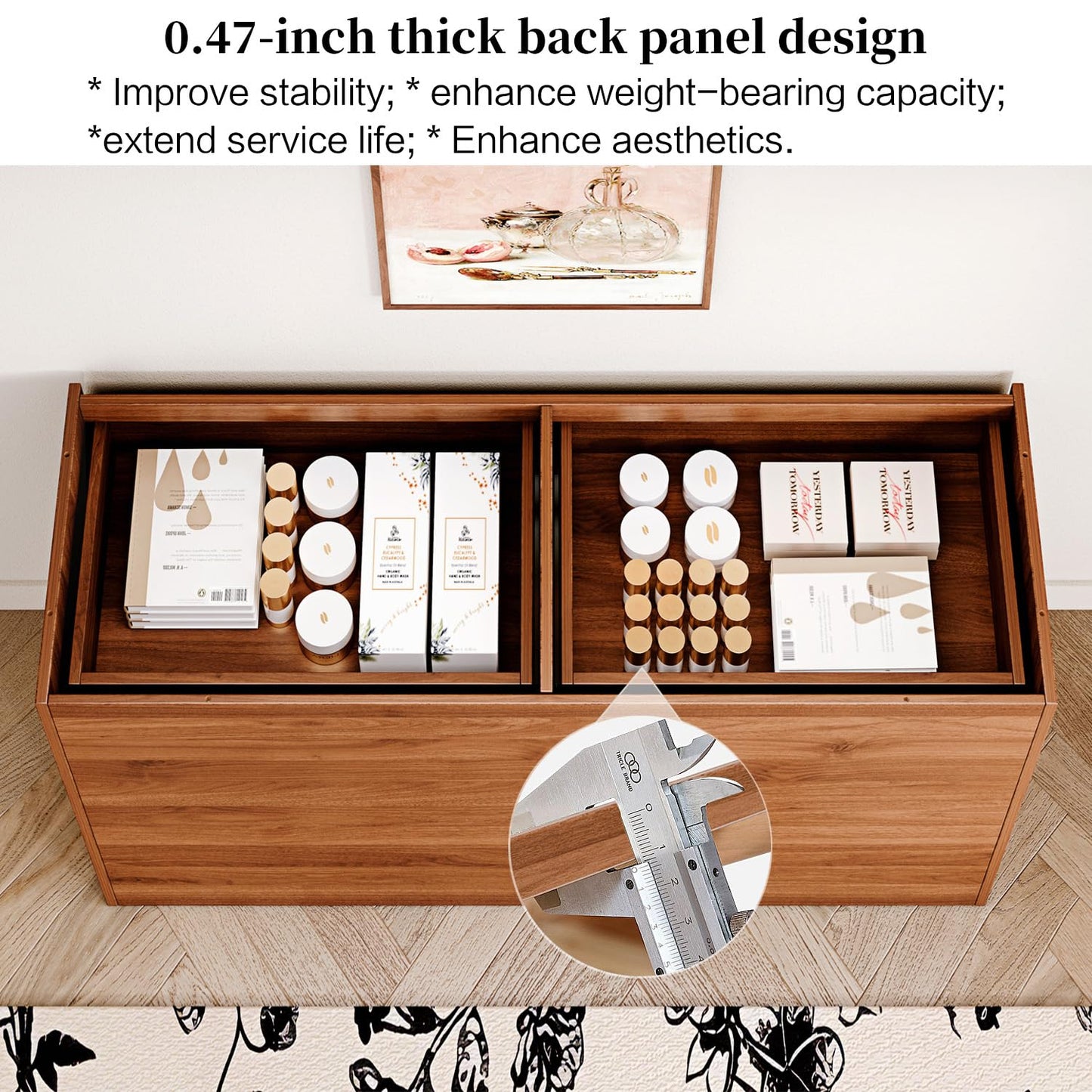 Chrangmay 6 Drawer Dresser,47" Wide Mid Century Chest of Drawers,Wooden Bedroom Drawer Dresser with 6 Storage Drawers for Bedroom,Living Room,with Anti-Tipping Device, Brown
