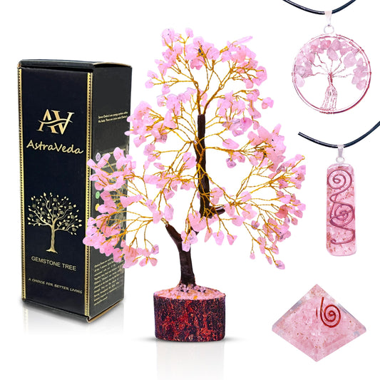 AstraVeda Rose Quartz Crystal Tree, Chakra, Feng Shui, Healing Crystal, Gemstone Tree, Crystal Gifts, Healing Stones, Spiritual Gifts