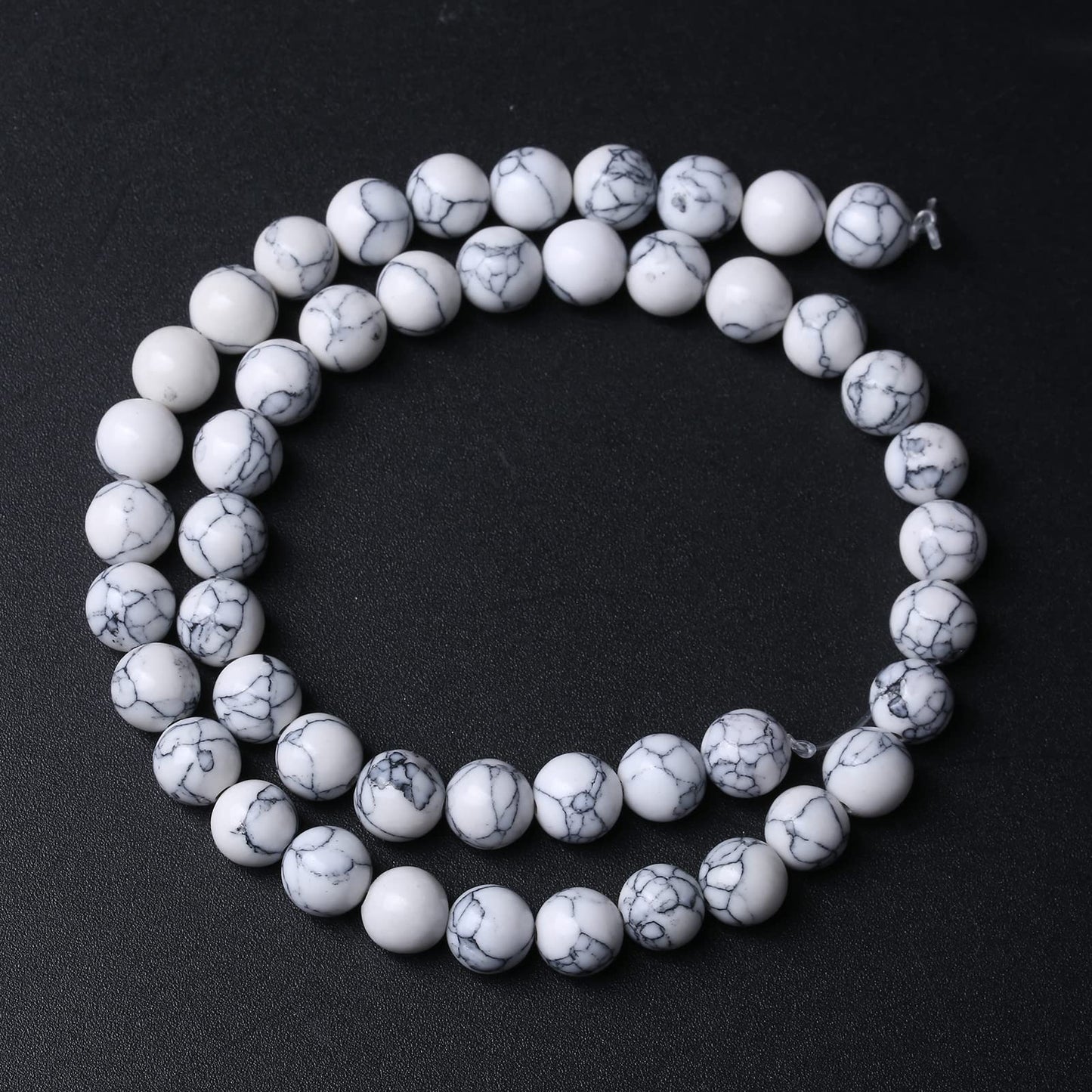 38pcs 10mm Natural Stone Beads White Turquoise Gemstone Round Loose Beads for Jewelry Making Crystal Energy Stone Healing Power DIY Bracelets (10mm, White Turquoise)