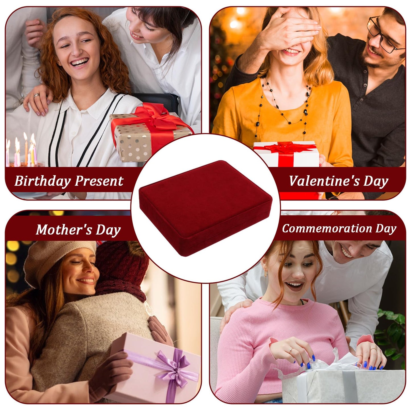 Douaowoc 2 Packs Jewelry Set Wine Red Velvet Box Necklace Earring Ring Necklace Bracelet Gift Display Case Wedding Jewelry Storage Holder(Jewelry Not Contained