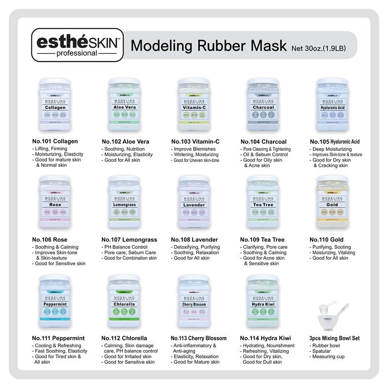 estheSKIN Peel Off Type Modeling Rubber Mask Powder Jar for Facial Skin Care Treatment (30oz) 850g, Measuring Spoon Included (30oz, 113.Cherry Blossom)
