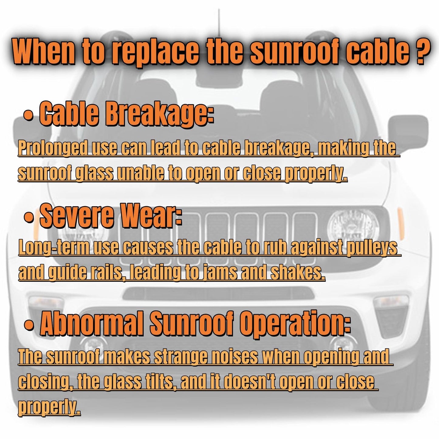 Prefer Warehouse 2PCS Sunroof Glass Cables & 14Pcs Bracket Slider Kit Compatible with 2015-2022 Jeep Renegade, Replace AP360198 /77368445/77368446 /77368447/77368448 Sunroof Repair Kit