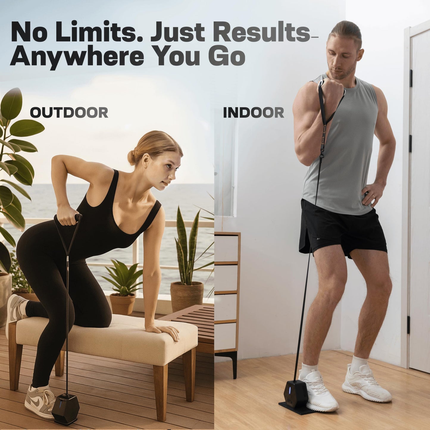 Tensial Smart Home Gym - Portable Home Gym Equipment with Digital Resistance 7-66 lbs | Single Motor Electronic Cable Machine for Strength Training | Compact Motorized Adjustable Weight Fitness System