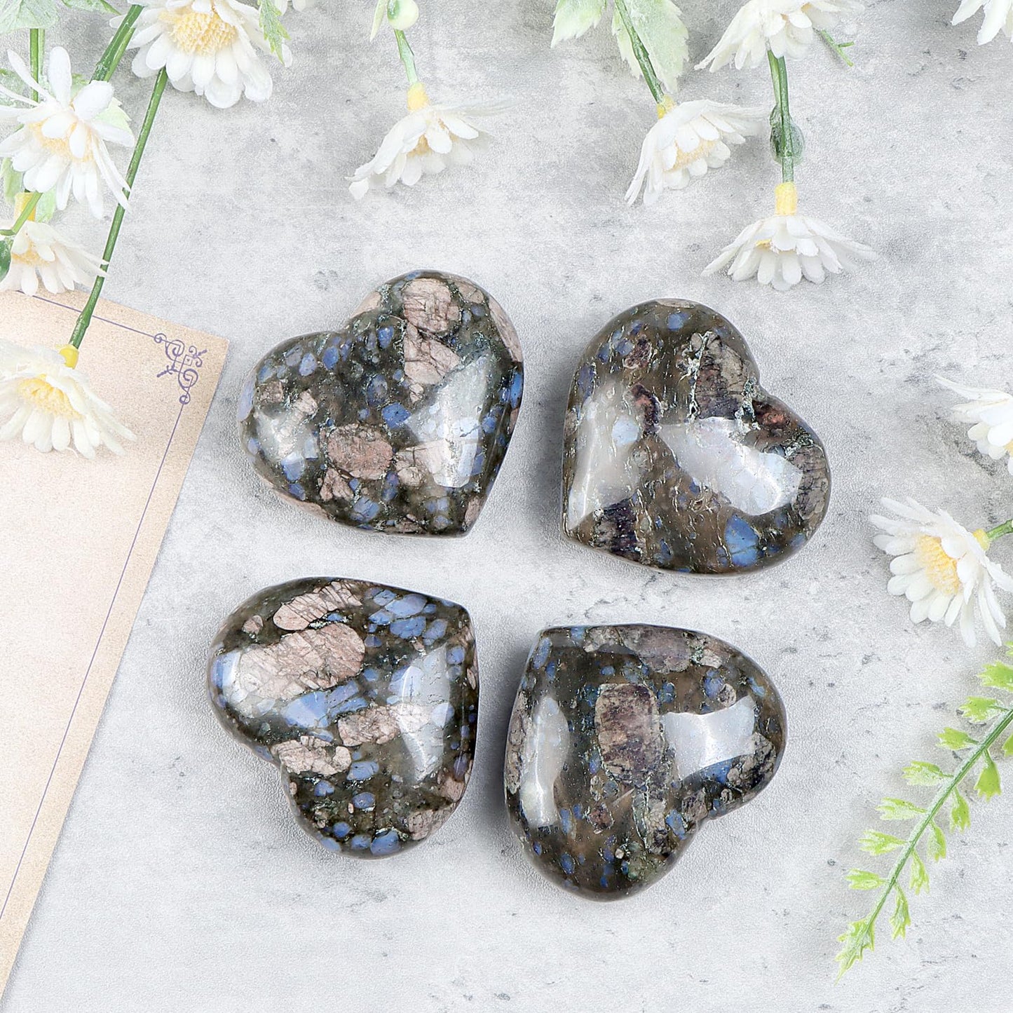 Artistone 2 Inch Glaucophane Stone Crystal Heart Healing Crystals Heart Stones Polished Pocket Love Gemstones Chakra Balancing Meditation Massage Gift