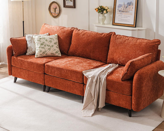 Rexulqo 104'' Modular Sectional Sofa with All Seats Storage,Oversized 3-Seater Comfy Cloud Couches with Deep Seat,Big Couch for Living Room,Bedroom,Velet,Orange