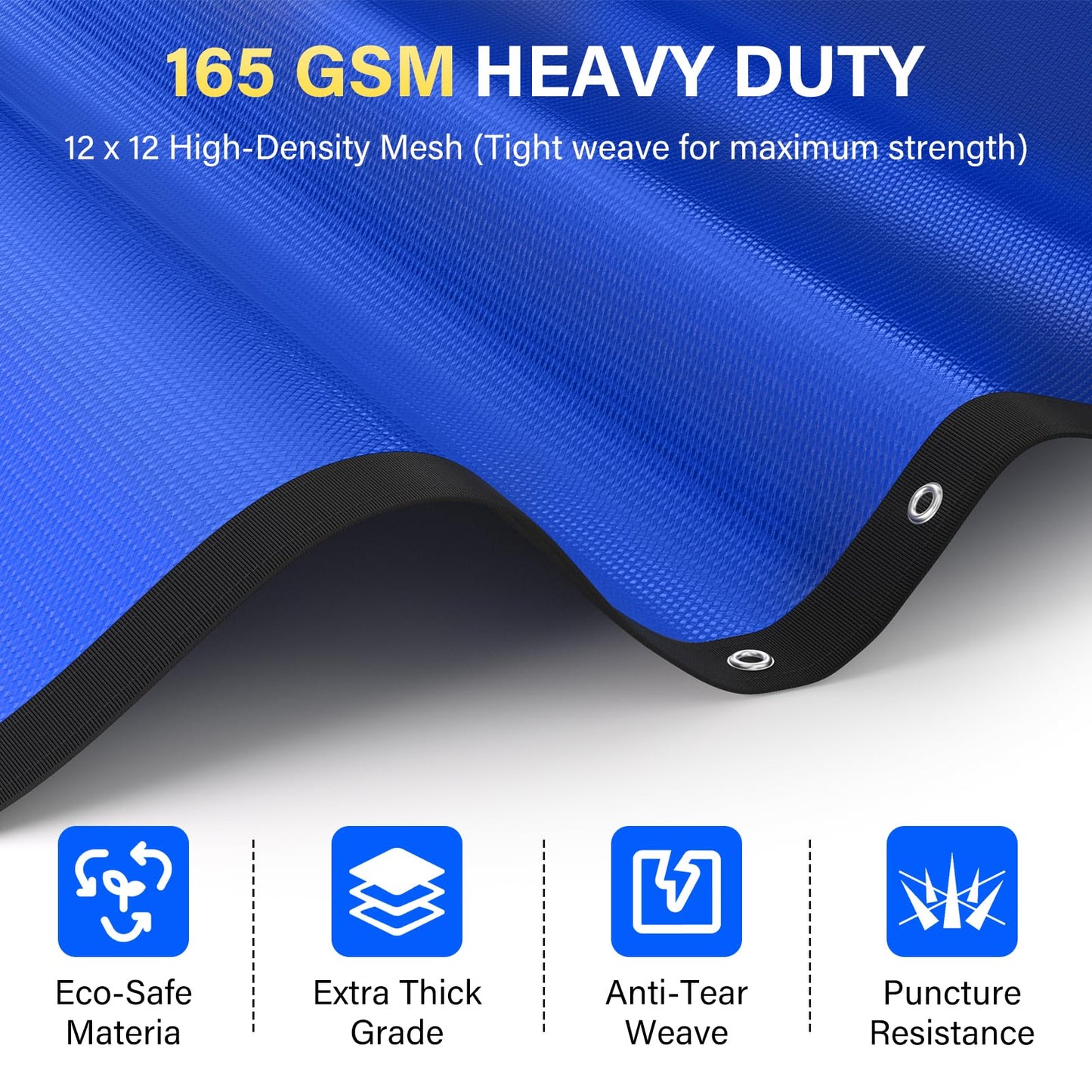 REGMICS 18FT Round Pool Liner Pad for Above Ground Pools, 165 GSM Thickened Puncture-Resistant Under Mat (19FT Actual), Heavy-Duty Underlayment with Metal Grommets
