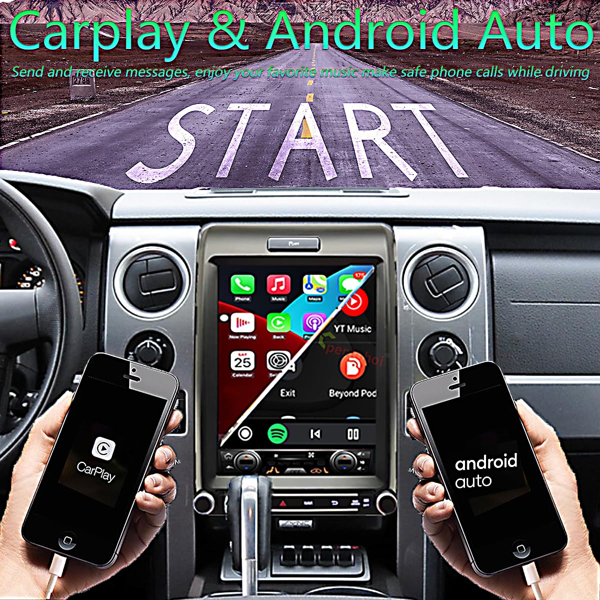 liyidaing for Ford F150 2013 2014 Car Radio Upgrade Android 13 Stereo Replacement 12.1inch Touch Screen 8core CPU Tesla Vertical Screen Style Support Carplay and Android Auto DSP 5G WiFi